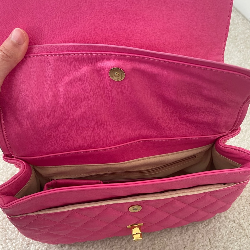 Pink Quilted Crossbody Bag with Diamond Stitching